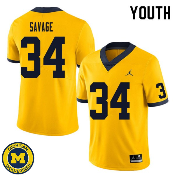 Youth Michigan Wolverines #34 Osman Savage Yellow Player Football Jersey